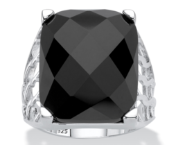 Checkboard Cut Genuine Black Onyx Ring Sterling Silver 6 7 8 9 10 - £95.89 GBP