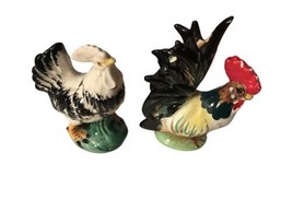 Vintage Set Of 2 Rooster Chicken Ceramic Figurines - £14.54 GBP