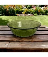 Vintage Daisy Pattern Avocado Green FTD Glass Bowl Candy Dish 1979 Repla... - £14.54 GBP