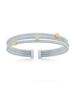 Bonded 14K Gold Plating Round Shapes CZ Sterling Silver Triple Bangle Br... - $353.32 CAD