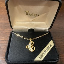 Tacoa Gold Tone C Initial Necklace Austrian Crystal In Box - £8.86 GBP