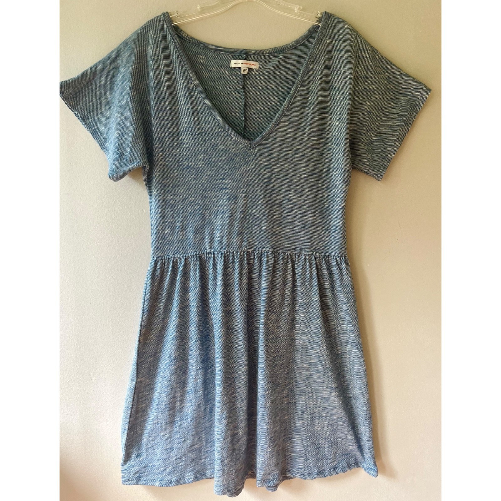 Natural by Known Supply Sz M Organic Cotton Midi Dress V Neck Stretch - $26.81