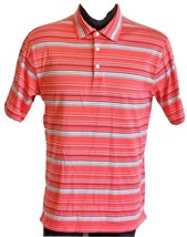 Tiger Woods Mens Medium Pink Polo Nike Dri Fit Stipes Golf Sport Athleisure - $20.00