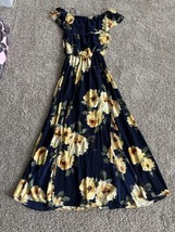 Premier Amour Dress Navy Blue Floral Long Maxi Size 4 On or Off Shoulder... - £14.93 GBP