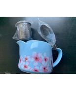 NIB ALFRED Ceramic and Stainless Steel Teapot 20oz Infuser Blue Cherry B... - $10.00