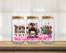 #TeacherLife | UV DTF 16oz Glass Can - $75.62 MXN
