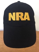 Official NRA Embroidered Black Gold Cotton Adjustable Strap Back USA Hat Cap - £19.57 GBP