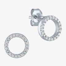 1/10CT Natural Diamond Open Circle Stud Earrings 14K White Gold Plated S... - $170.78