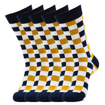 Anysox 5 Pairs Size 5-14 Socks Novelty Skateboard Squares Blue and White - £26.35 GBP