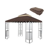 10x10 Brown Double Tiered Outdoor Patio Gazebo Replacement Canopy - $1,855.96 MXN