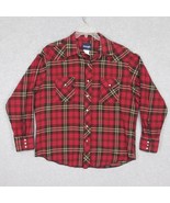 Wrangler Men&#39;s Pearl Snap Shirt Long Sleeve Flannel Red Plaid Size XL - £13.65 GBP