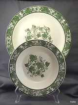 Royal China Inc Green Trellis Chop Plate 12&quot; and Vegetable Bowl 9&quot; - £26.15 GBP