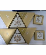 Lot of 2 Swarovski Large & Small GOLD Snowflake 2015 (with holder) and 2016 set - $199.99