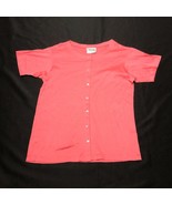 Vintage Calvin Klein Button Down T Tee Shirt Womens M Coral Pink Red Boa... - £14.64 GBP