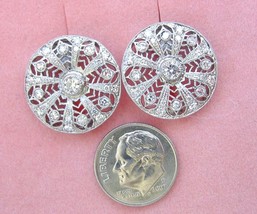 1.52 Ctw Diamond Platinum Spider WEB-LIKE 13/16&quot; Round Huggie Stud Earrings 1950 - £3,006.38 GBP
