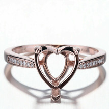 14K Rose Gold Over Engagement Semi Mount Diamond Ring Heart Shape 9.5x9.5mm - £58.17 GBP