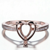 14K Rose Gold Over Engagement Semi Mount Diamond Ring Heart Shape 9.5x9.5mm - £55.03 GBP