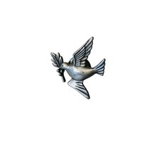 Pewter Signed JJ Bird Pin Brooch Branch Leaves Berries - £13.49 GBP