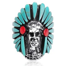 Native American-Indian Grn Turquoise .925 Silver Ring-13 - £28.12 GBP