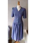 Vintage Blue Canda Dress, Vintage Maxi Dress, 80s Polka Dot Maxi Dress, ... - £62.22 GBP