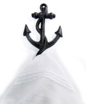 Nautical Anchor Single Hook Set of 4 Cast Iron Choice of Color Brown Black White image 3
