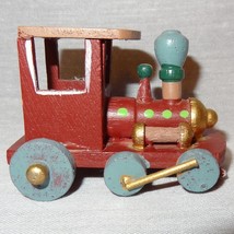Vintage Train Wood Christmas Ornament Steam Locomotive Red Wooden  2&quot; - £6.02 GBP