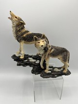 Resin Wolf Pair 8” Figure  Native Wild Animal Decor ￼ Collectible, ￼#PDJ132 - £16.60 GBP