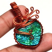 Ammolite Gemstone Wire Wrapped Handcrafted Copper Jewelry Pendant 1.80&quot; SA 1316 - £3.97 GBP