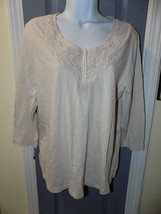 Kim Rogers Beige 3/4 Sleeve Shirt Size L Women&#39;s EUC - £14.55 GBP