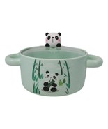 Green Curious Panda Bear Donburi Ramen Soup Bowl With Glass Lid And Handles - $374.24 MXN