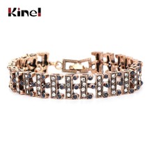 Charm Blue Crystal Bracelet For Women Fashion Dubai Gold Crown Link Bracelets Vi - £7.24 GBP