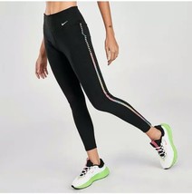 Nike Dri-FIT One Rainbow Ladder Trim Ankle Leggings Womens XS Black NEW - £27.27 GBP