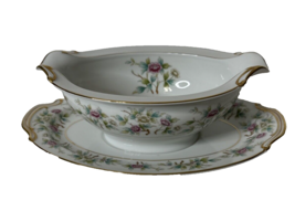 Noritake China 5041 Rose Lace Gravy Boat with Attached Underplate Granny... - £19.57 GBP