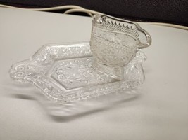 Indiana Sandwich Glass Creamer And Tray Set - $11.19