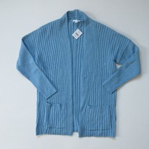 NWT J. Jill PureJill Open Cardigan in Blue Stone Drop Shoulder Ribbed Sweater XS - £26.51 GBP