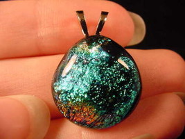(#DL-233) Dichroic Fused Glass Pendant Jewelry Blue Green Orange - £15.62 GBP