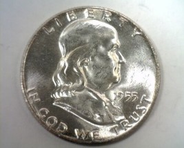 1955 Franklin Half Dollar Choice Uncirculated+ Rim Toning Ch Unc.+ Nice Original - £26.34 GBP