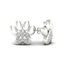 1/10Ct Simulated Diamond Dog Paw Print Earrings 14k White Gold Plated Silver - £66.17 GBP