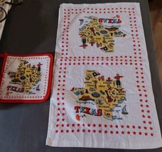 Kathyrn Designs Kitchen Dish Hand Towel Hot Pad State of Texas 13.5x24 - $23.18