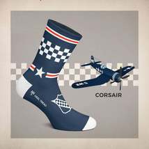 Heel Tread - F4U Corsair Socks - UK (7½-11½) US (8-12) Made in Portugal - $19.95