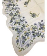 Vintage 1940s Handkerchief White Blue Yellow Tiny Floral Scallop Edge Ha... - $20.38 CAD