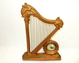 Sessions United Harp Clock, Mantel, Shelf, Music Room, Gold Tone, Parts/Repair - £55.09 GBP