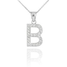 925 Sterling Silver Letter &quot;B&quot; Initial CZ Monogram Pendant Necklace 16 18 20 22&quot; - £43.21 GBP+