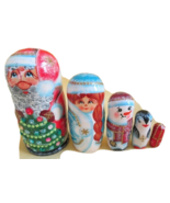 Russian Santa Claus+Snowmaiden+Snowman+Penguin+Xmas tree 5-pc Nest Doll ... - $21.97