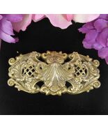 Rare 1930s CORO Brass BROOCH Ornate PIN Scrollwork Trombone Clasp Pre-Pe... - $59.31 CAD