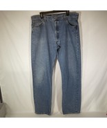 Levis 501 Regular Straight Button Fly Blue Jeans Mens Size 40x32 Light Wash - $351.46 MXN
