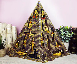 Egyptian Pyramid Statue With 16 Miniature Gods Anubis Osiris Isis Maat Bastet - £69.15 GBP