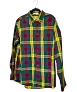 L.L. Bean mens Flannel Long Sleeve Shirt Scotch Plaid Yellow/Grn/Red siz... - $22.35