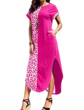 Lovesoft maxi dress with rolled sleeves in Pink Leopard - size S - £33.63 GBP