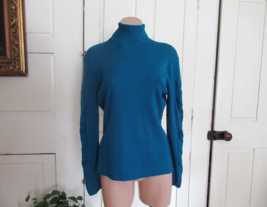 Red by Cyrus sweater turtleneck L/M  peacock blue  long cable sleeves New - $15.63